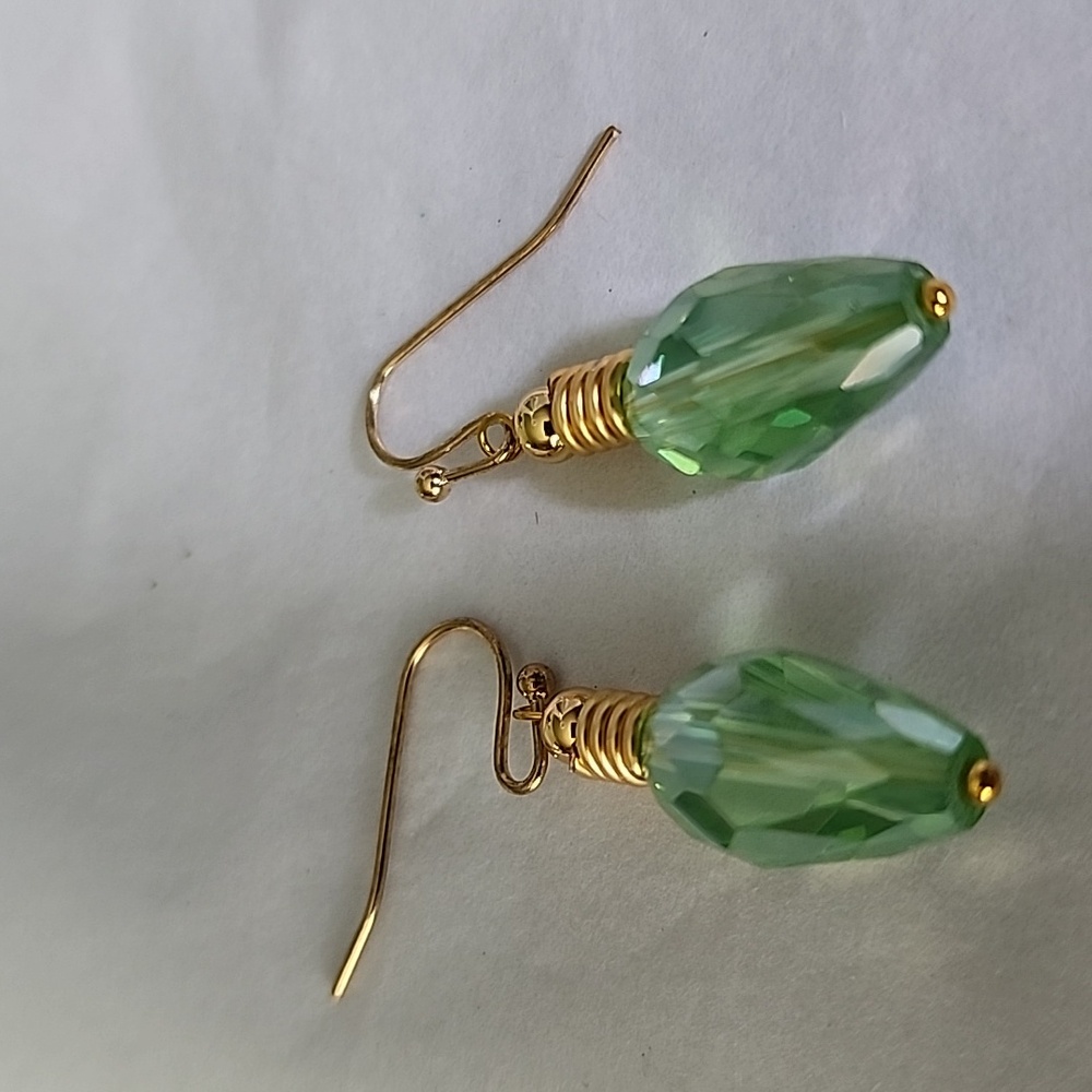 Earrings Christmas light Gem Irridescent Vintage Look 925 hook